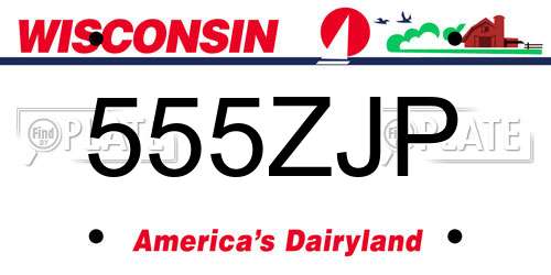 555ZJP Wisconsin License Plate