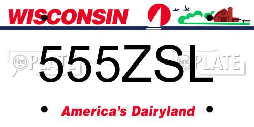 555ZSL Wisconsin License Plate