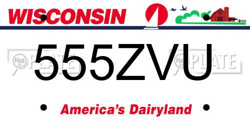 555ZVU Wisconsin License Plate