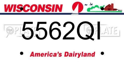 5562QI Wisconsin License Plate