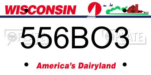 556BO3 Wisconsin License Plate