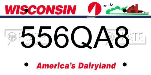 556QA8 Wisconsin License Plate