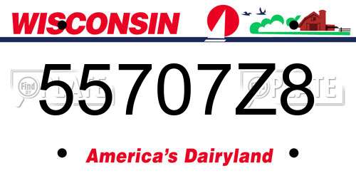 55707Z8 Wisconsin License Plate