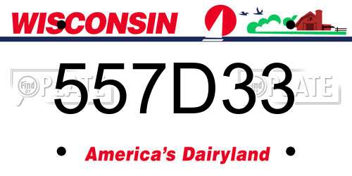 557D33 Wisconsin License Plate