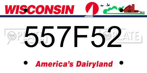 557F52 Wisconsin License Plate