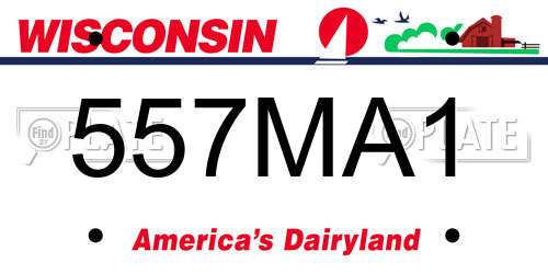 557MA1 Wisconsin License Plate