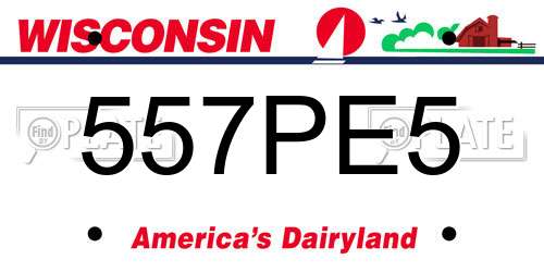 557PE5 Wisconsin License Plate