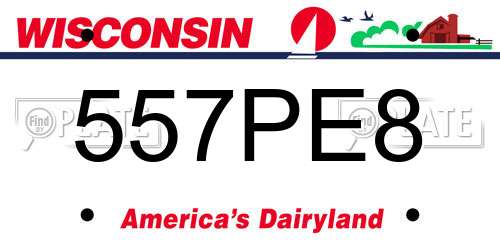 557PE8 Wisconsin License Plate