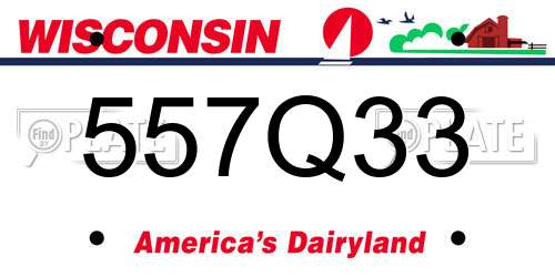 557Q33 Wisconsin License Plate