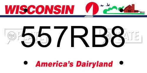 557RB8 Wisconsin License Plate