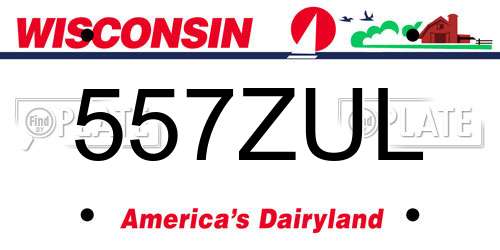 557ZUL Wisconsin License Plate