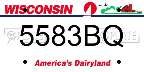 5583BQ Wisconsin License Plate