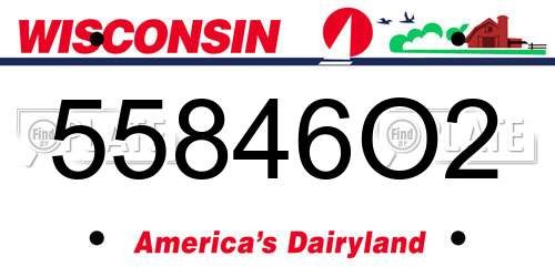 55846O2 Wisconsin License Plate