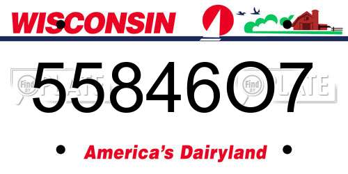 55846O7 Wisconsin License Plate