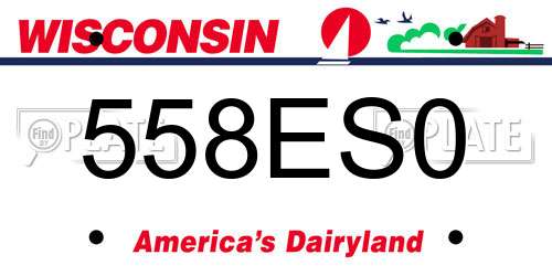 558ES0 Wisconsin License Plate