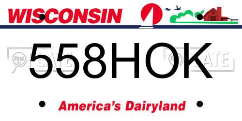 558HOK Wisconsin License Plate