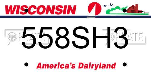 558SH3 Wisconsin License Plate