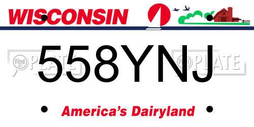 558YNJ Wisconsin License Plate
