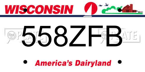 558ZFB Wisconsin License Plate