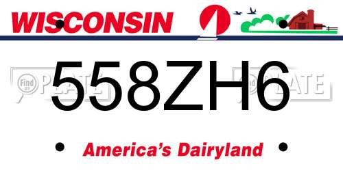 558ZH6 Wisconsin License Plate
