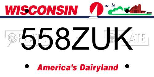 558ZUK Wisconsin License Plate