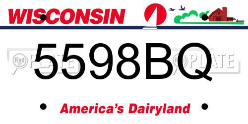 5598BQ Wisconsin License Plate
