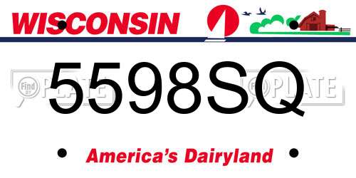 5598SQ Wisconsin License Plate