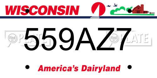 559AZ7 Wisconsin License Plate