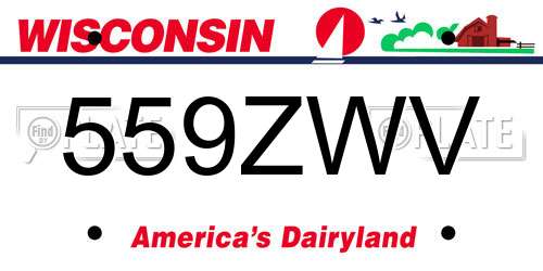 559ZWV Wisconsin License Plate