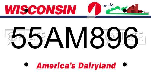 55AM896 Wisconsin License Plate