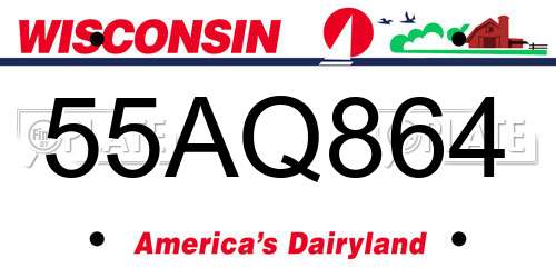 55AQ864 Wisconsin License Plate