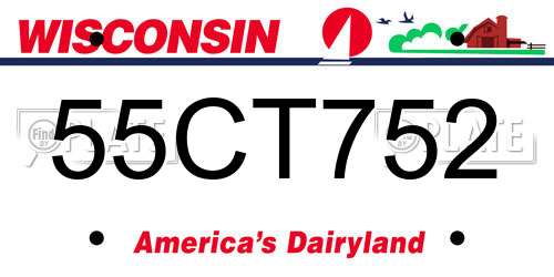 55CT752 Wisconsin License Plate