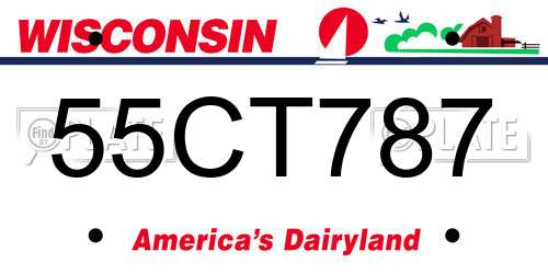 55CT787 Wisconsin License Plate