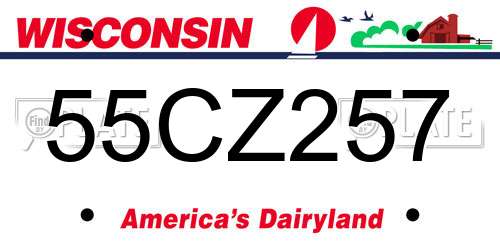 55CZ257 Wisconsin License Plate