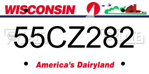 55CZ282 Wisconsin License Plate