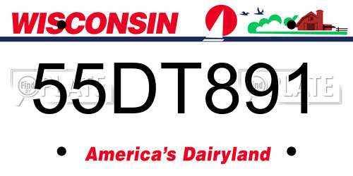 55DT891 Wisconsin License Plate