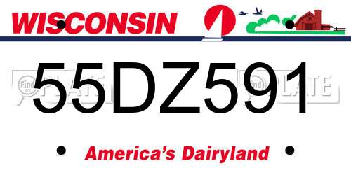 55DZ591 Wisconsin License Plate