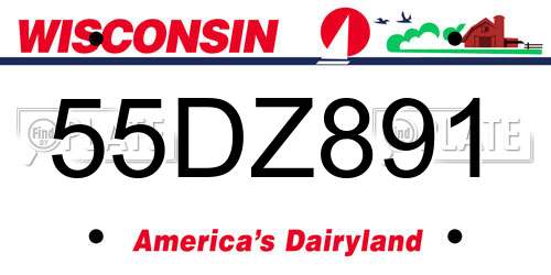 55DZ891 Wisconsin License Plate