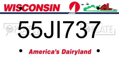 55JI737 Wisconsin License Plate