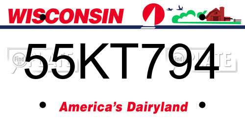 55KT794 Wisconsin License Plate