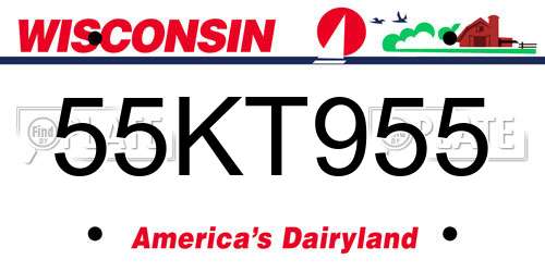 55KT955 Wisconsin License Plate