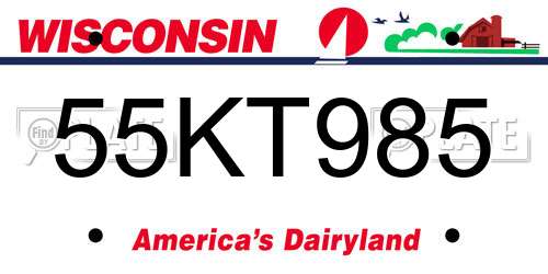 55KT985 Wisconsin License Plate