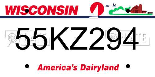 55KZ294 Wisconsin License Plate