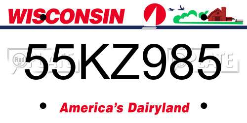 55KZ985 Wisconsin License Plate