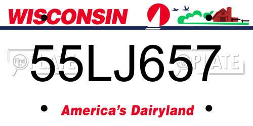 55LJ657 Wisconsin License Plate