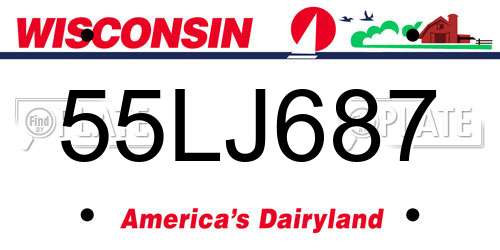 55LJ687 Wisconsin License Plate