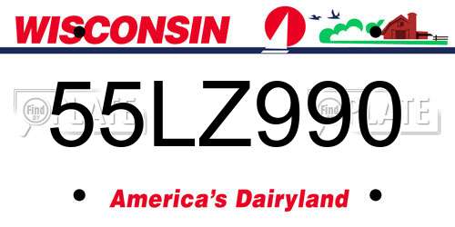 55LZ990 Wisconsin License Plate