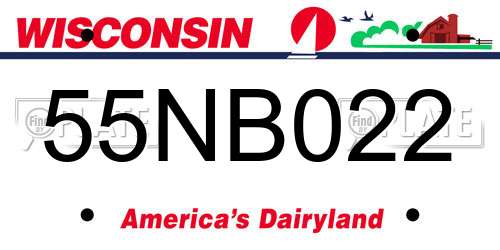 55NB022 Wisconsin License Plate