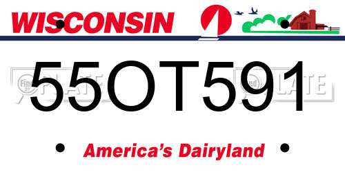 55OT591 Wisconsin License Plate