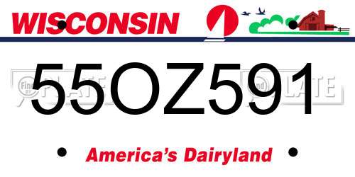 55OZ591 Wisconsin License Plate